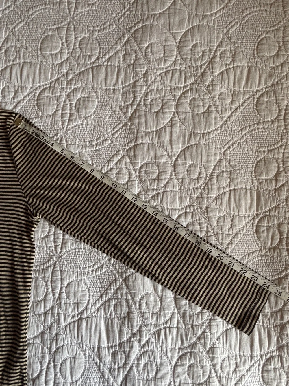 J. Crew Black and Cream Striped Lightweight Turtleneck, Size M